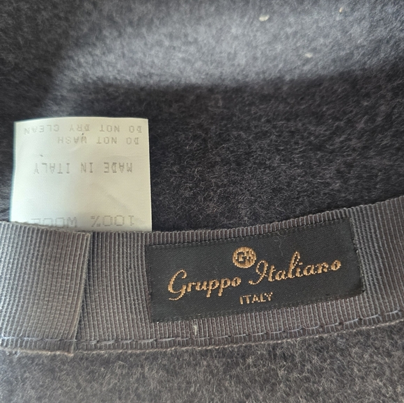 Groupo Italiano grey wool hat with with black trim. Made in Italy - Picture 6 of 6